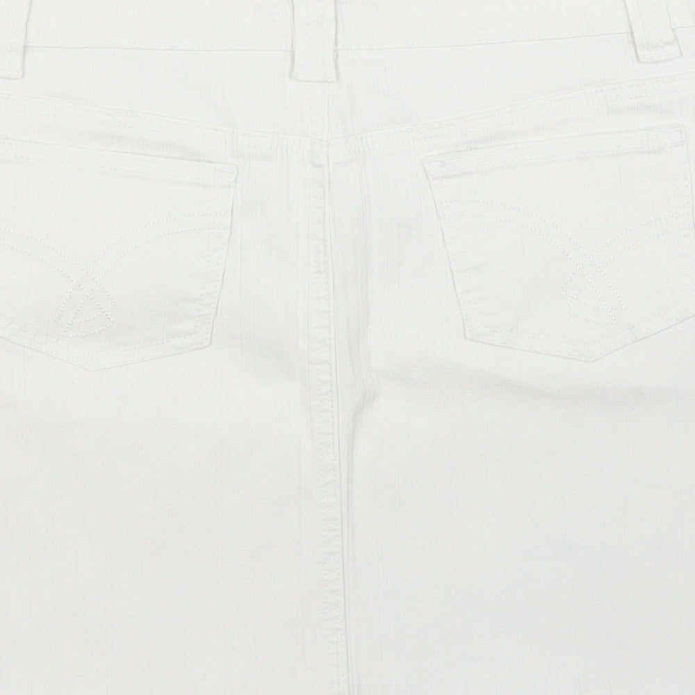 New Look Womens White  Denim A-Line Skirt Size 10