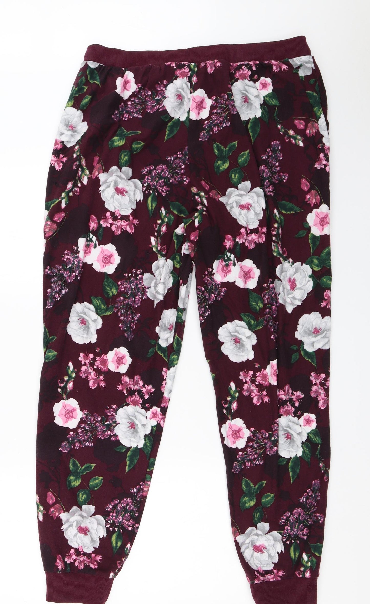 F&F Womens Purple Floral  Top Pyjama Pants Size L