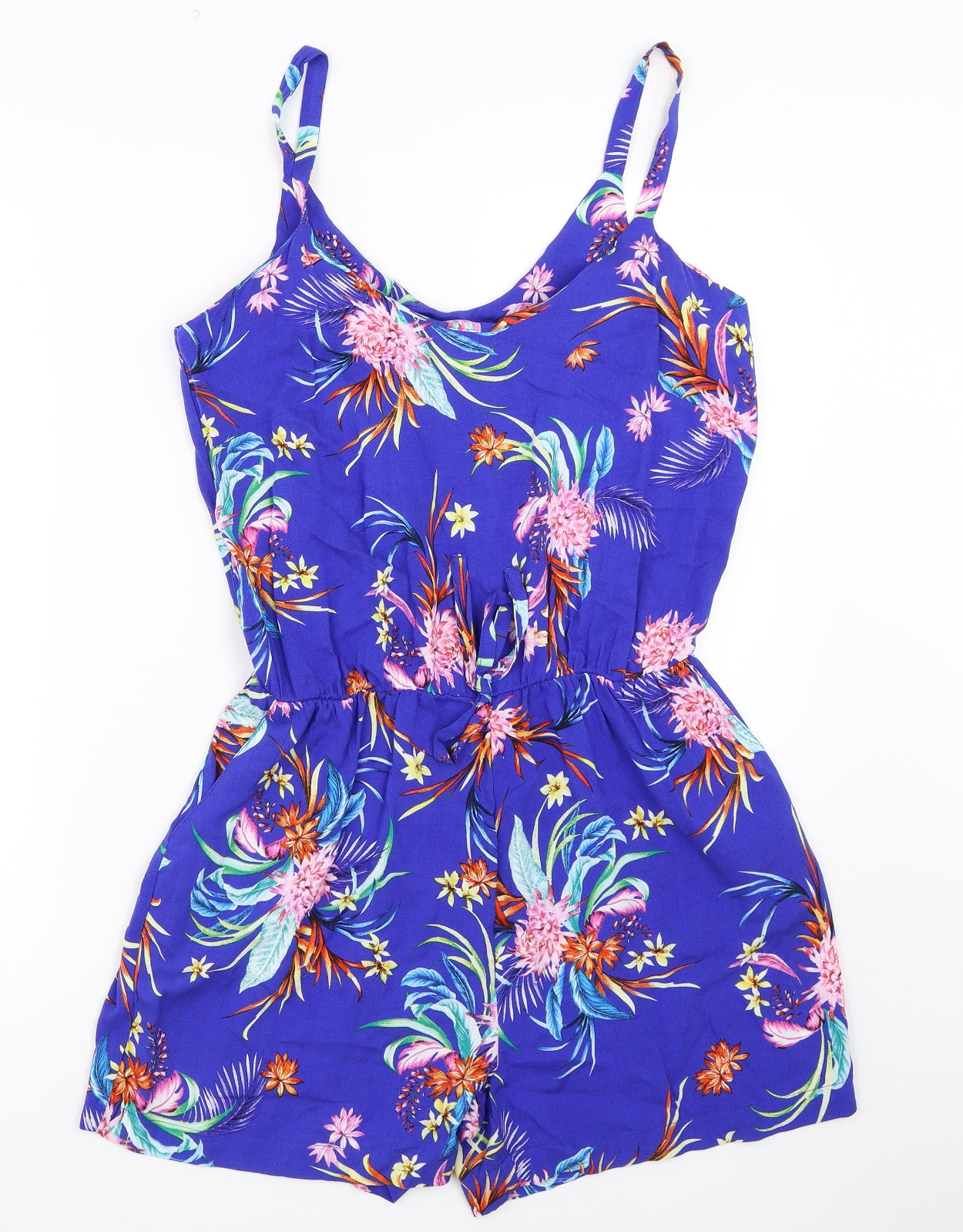 Peacocks Womens Blue Floral  Playsuit One-Piece Size 10