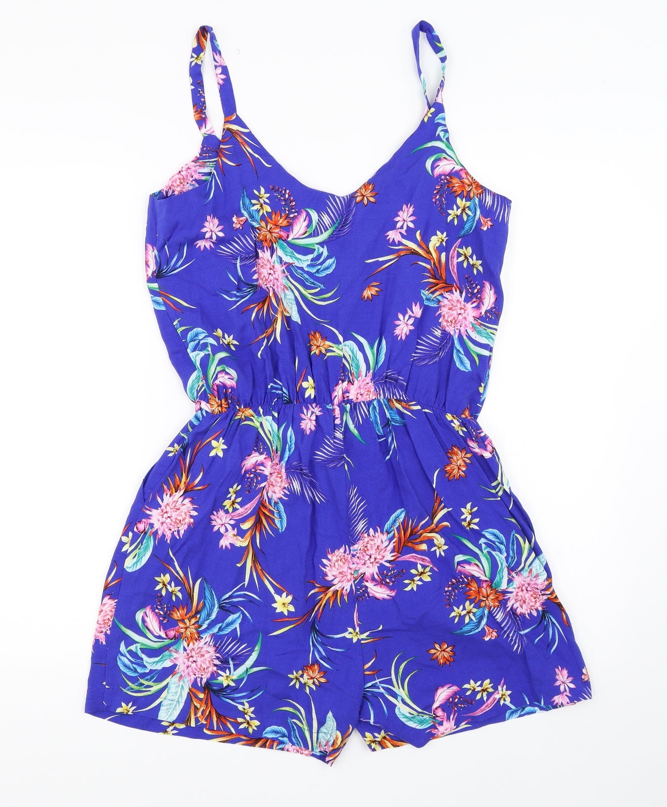 Peacocks Womens Blue Floral  Playsuit One-Piece Size 10