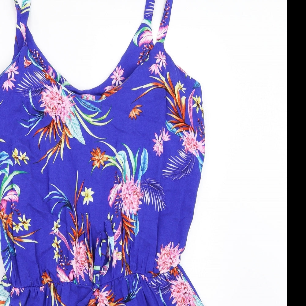Peacocks Womens Blue Floral  Playsuit One-Piece Size 10