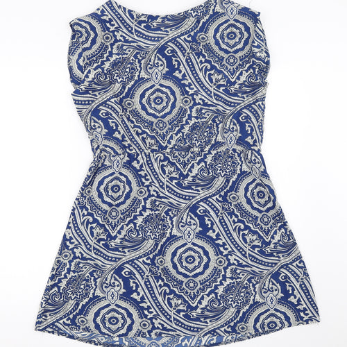 Rubee B Womens Blue Geometric  Fit & Flare  Size 8