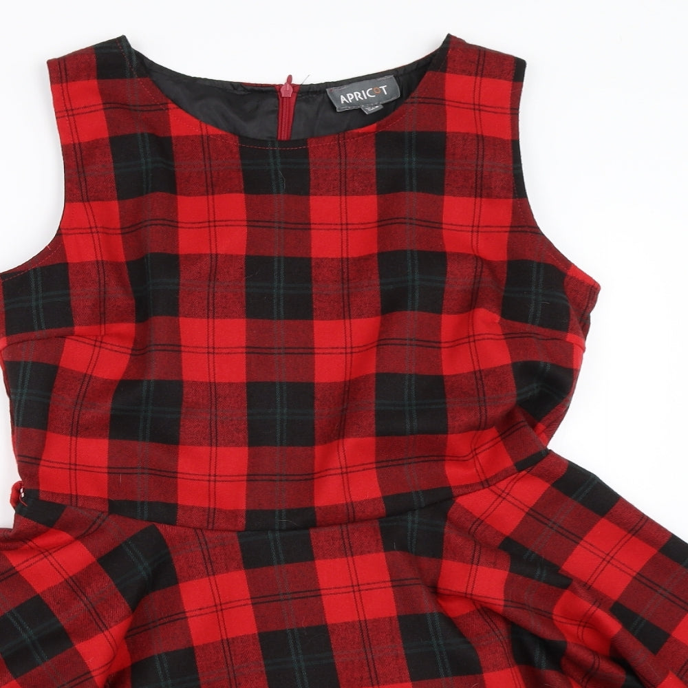 Apricot Womens Red Check  Fit & Flare  Size 12