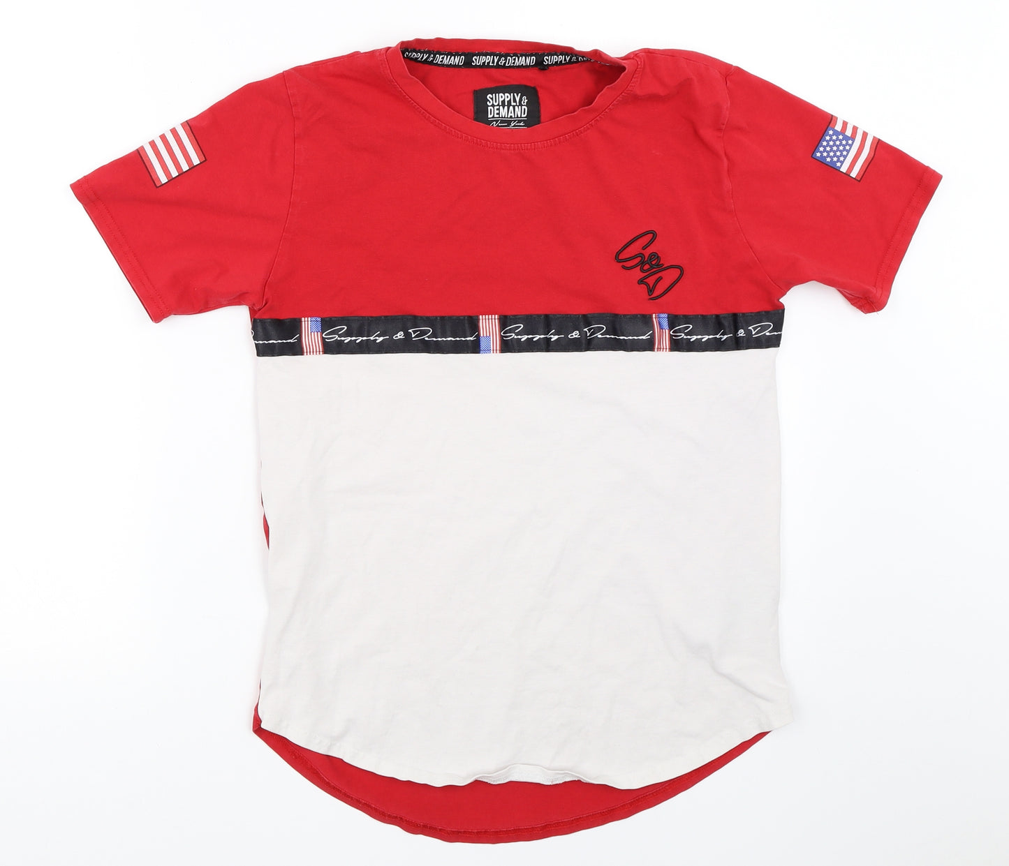 Supply & Demand Co. Boys Red   Basic T-Shirt Size 13-14 Years