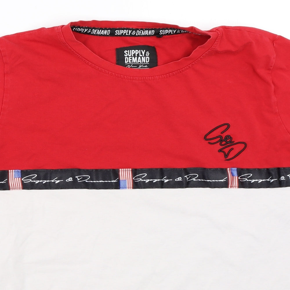 Supply & Demand Co. Boys Red   Basic T-Shirt Size 13-14 Years