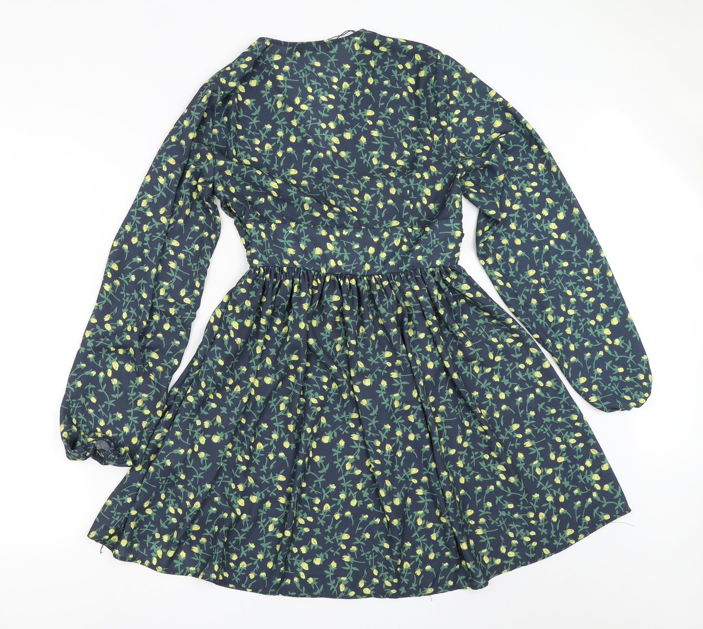 Boohoo Womens Blue Floral  Fit & Flare  Size 8