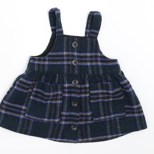 NEXT Girls Blue Check  Pinafore/Dungaree Dress  Size 3-6 Months