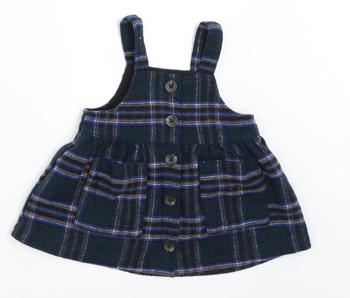NEXT Girls Blue Check  Pinafore/Dungaree Dress  Size 3-6 Months