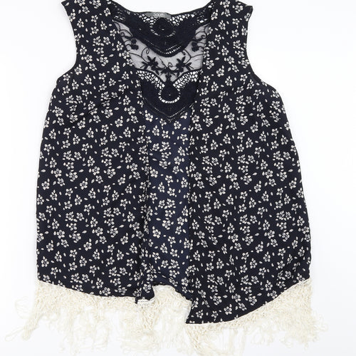 South Womens Blue Floral  Cardigan Jumper Size S