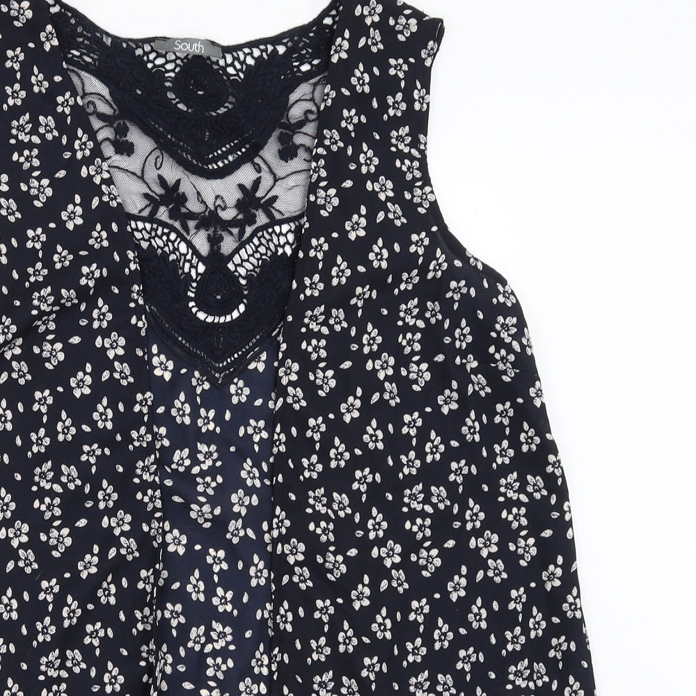 South Womens Blue Floral  Cardigan Jumper Size S