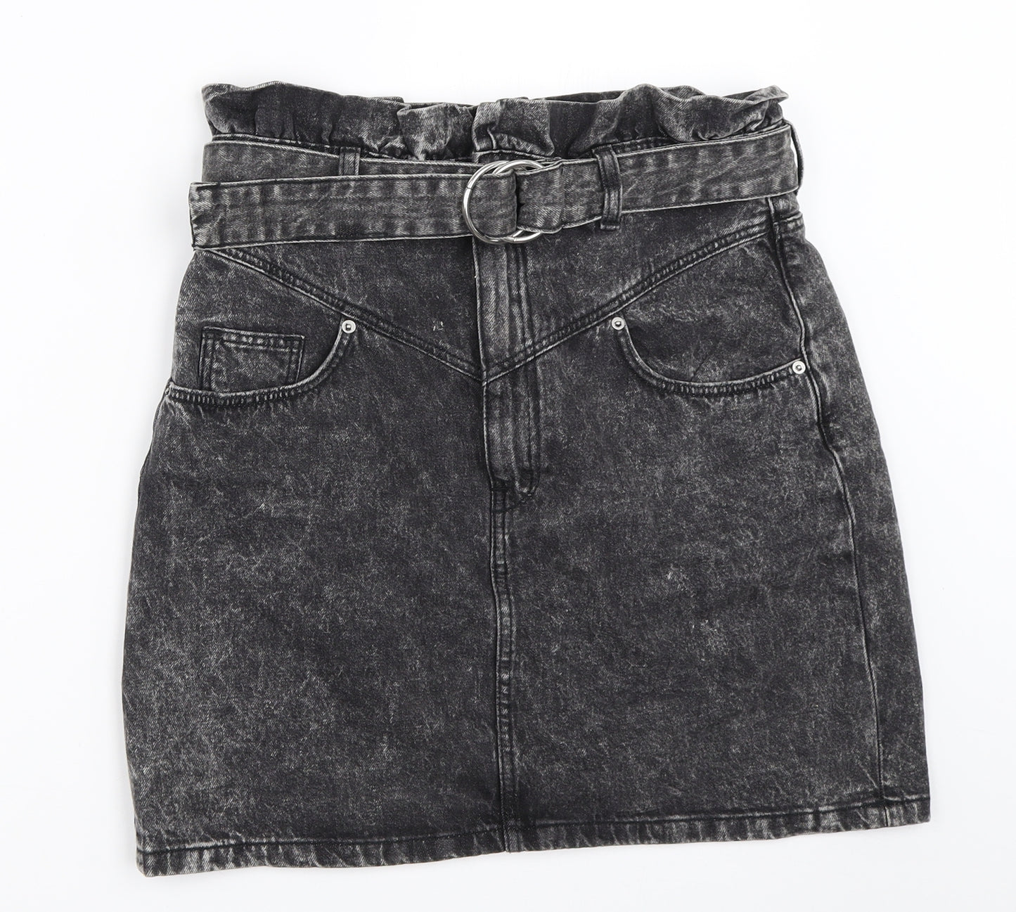 H&M Womens Black  Denim Mini Skirt Size 38