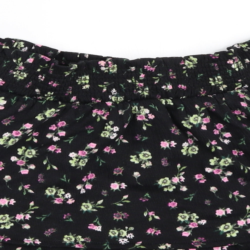 H&M Womens Black Floral  Flare Skirt Size M
