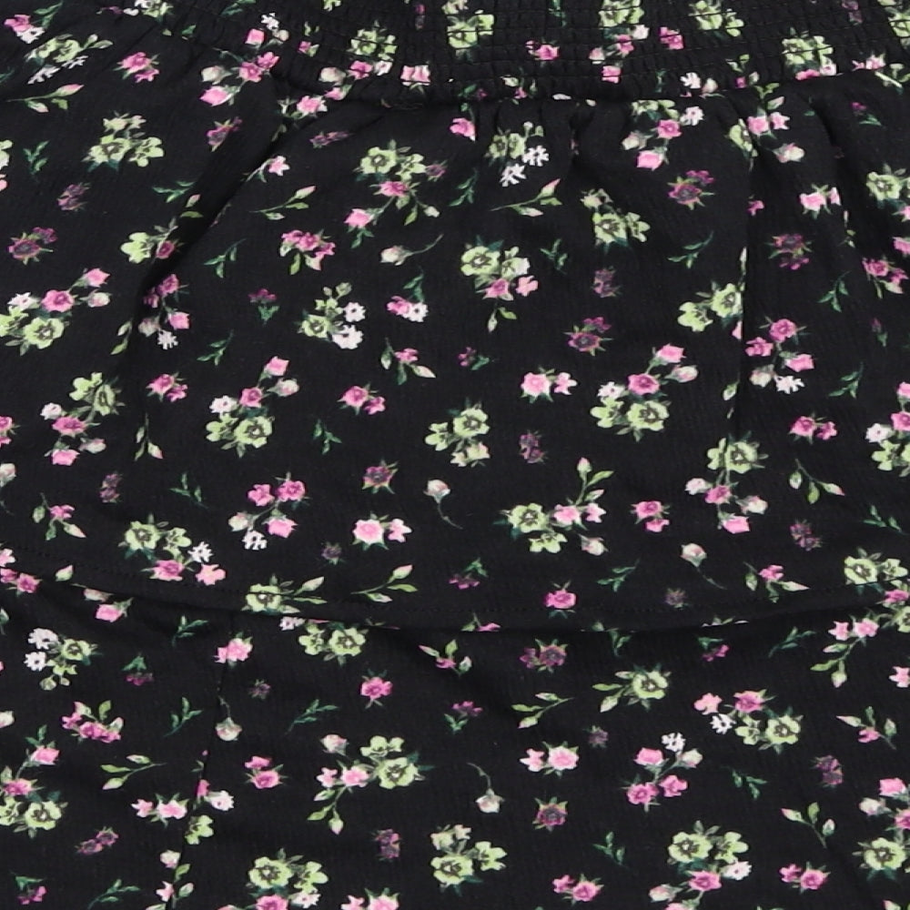 H&M Womens Black Floral  Flare Skirt Size M