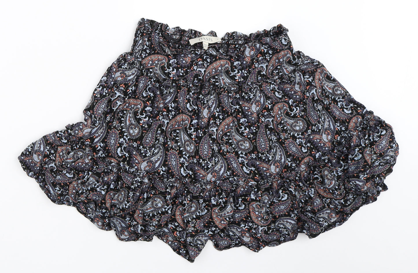Oasis Womens Blue Paisley  Flare Skirt Size 8