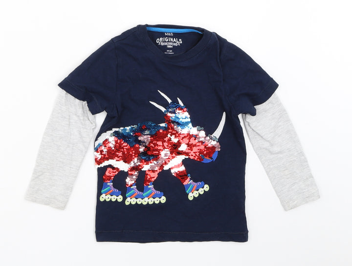 Marks and Spencer Boys Blue   Basic T-Shirt Size 2-3 Years
