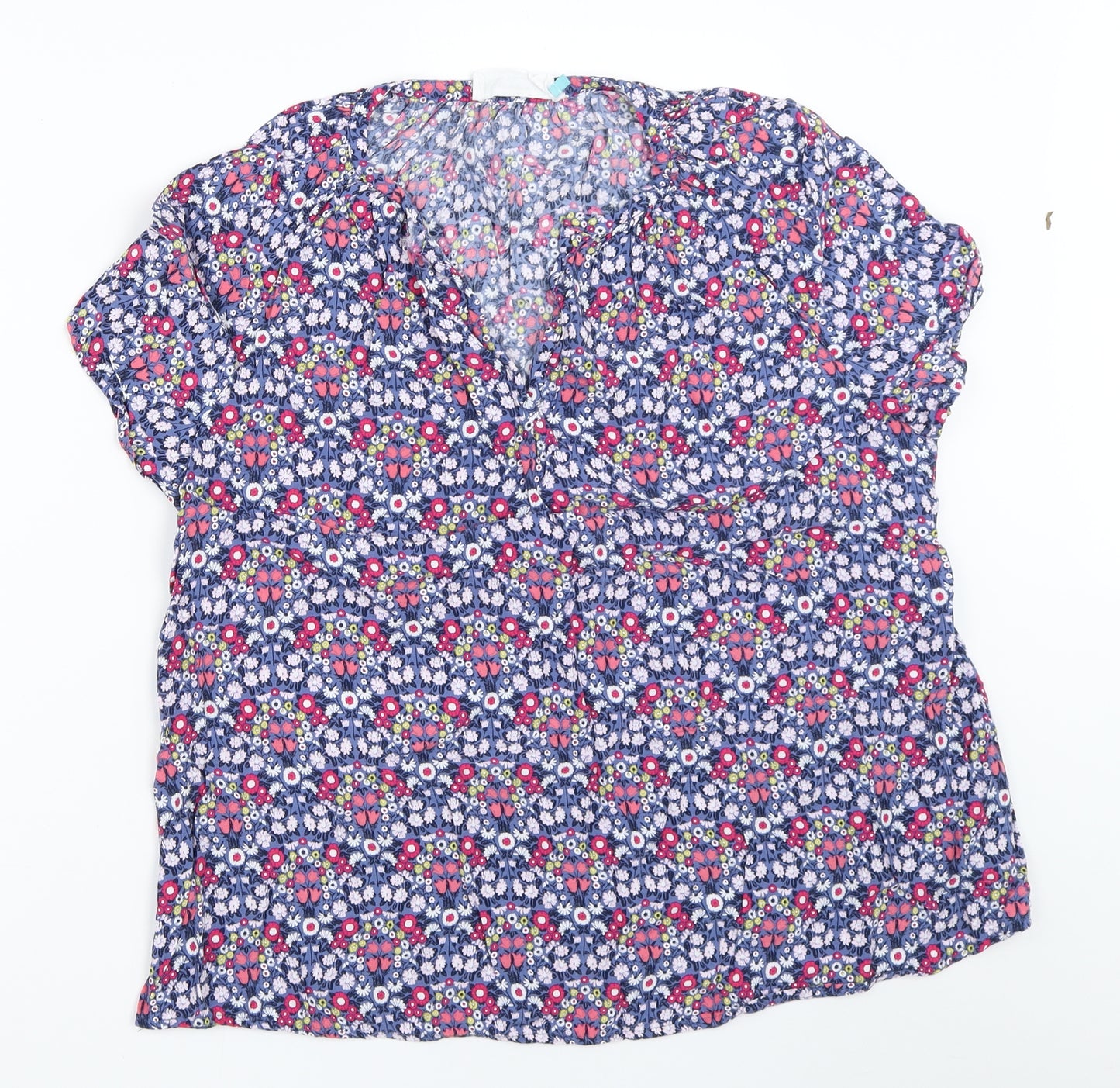 John Lewis Womens Blue Floral  Basic Blouse Size 14