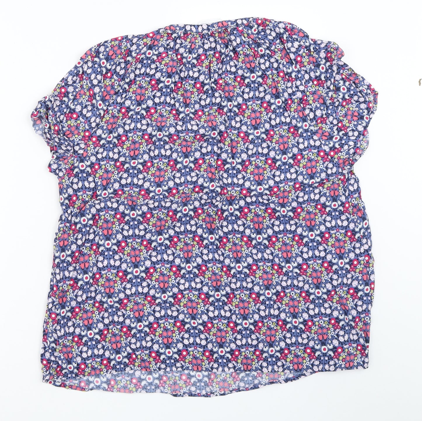 John Lewis Womens Blue Floral  Basic Blouse Size 14