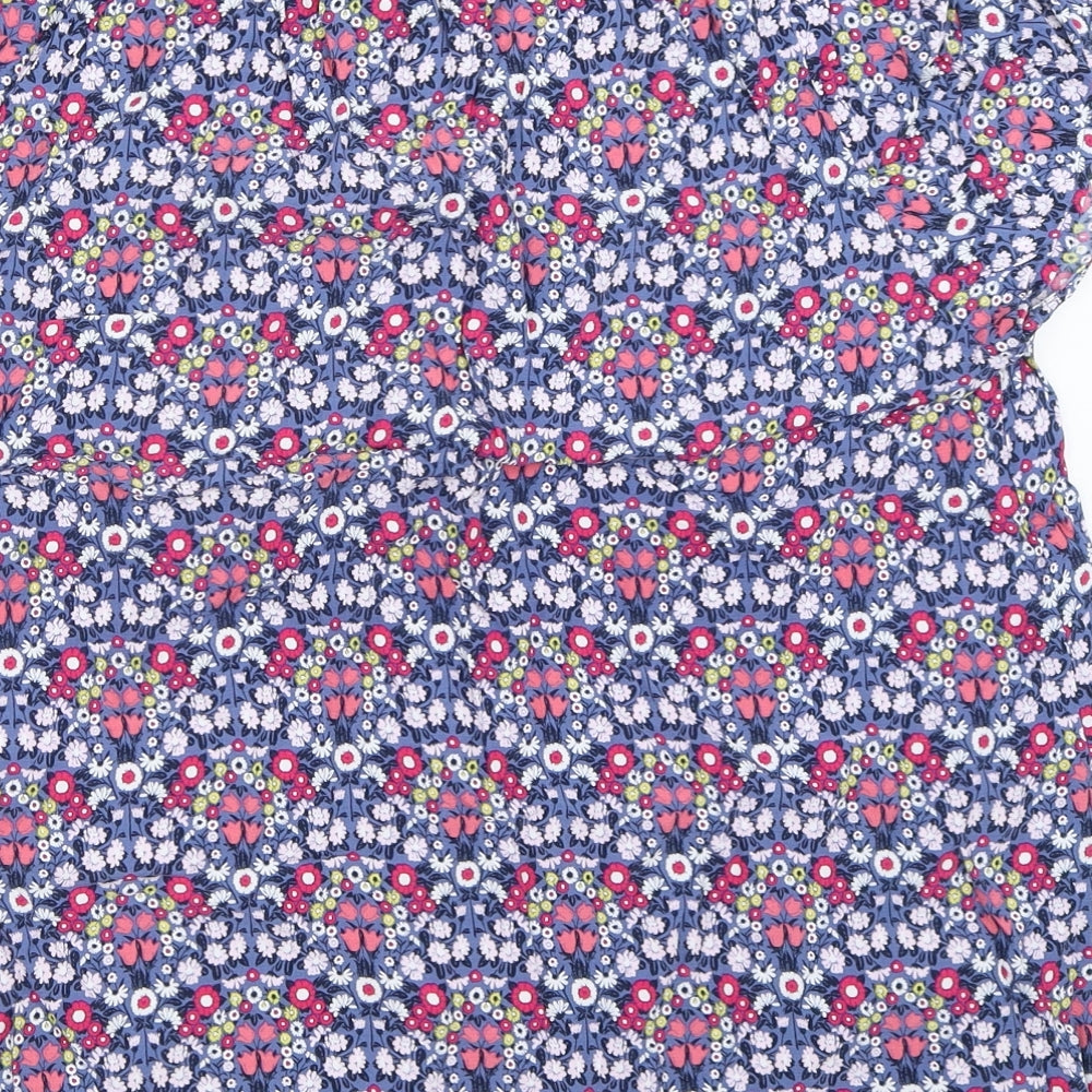 John Lewis Womens Blue Floral  Basic Blouse Size 14