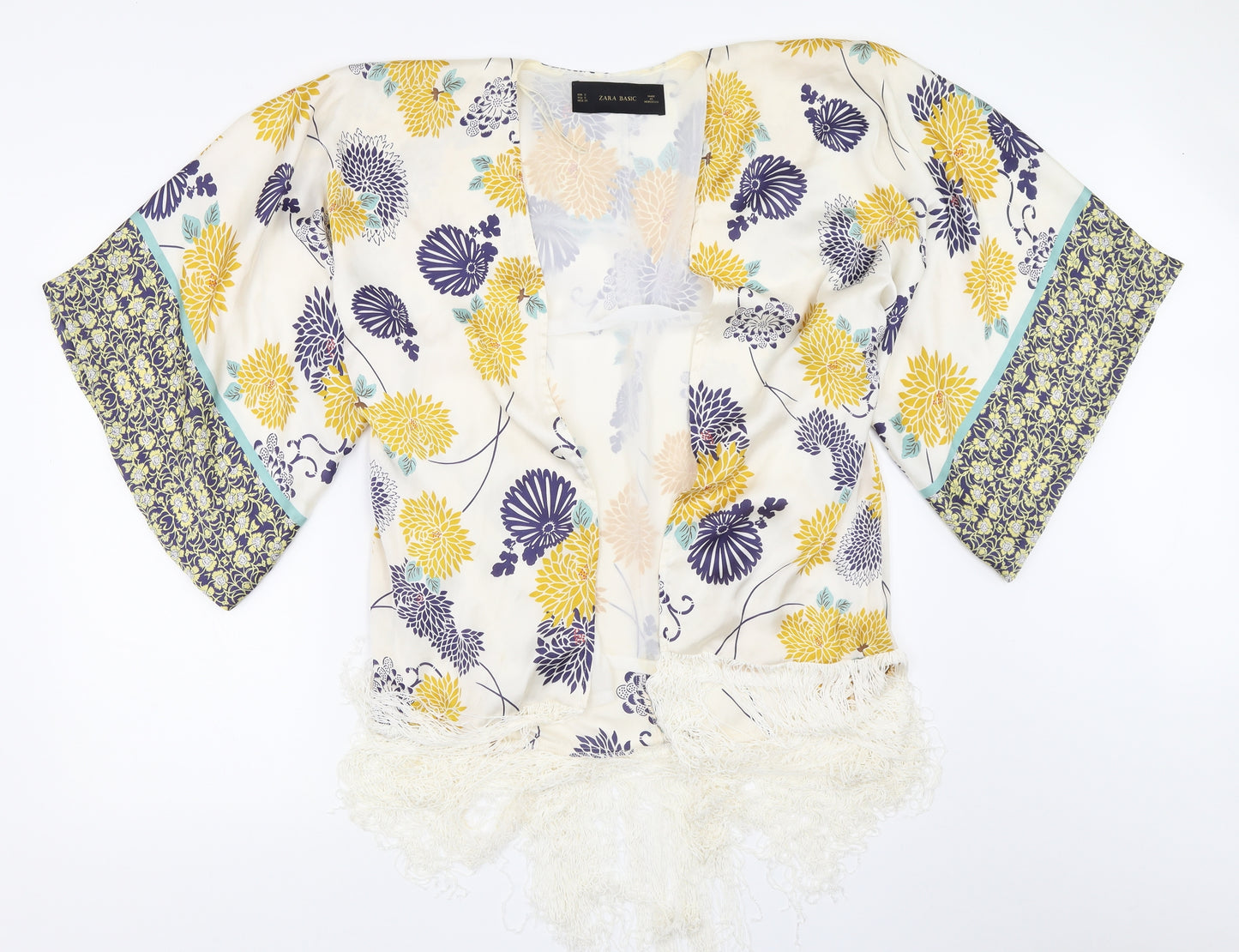 Zara Womens Ivory Floral  Cardigan Jumper Size S