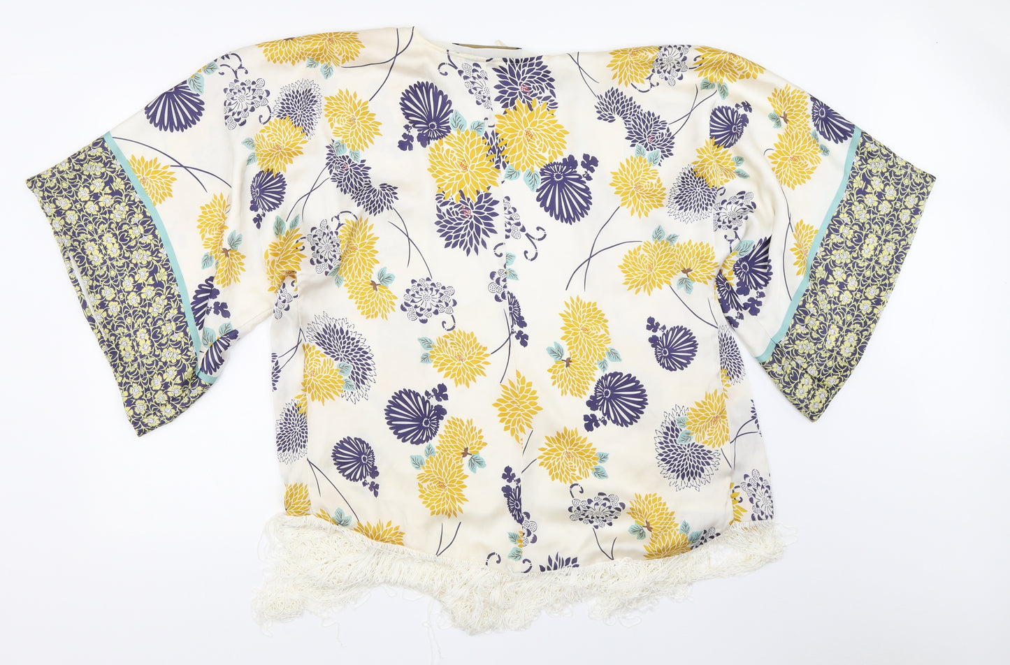 Zara Womens Ivory Floral  Cardigan Jumper Size S