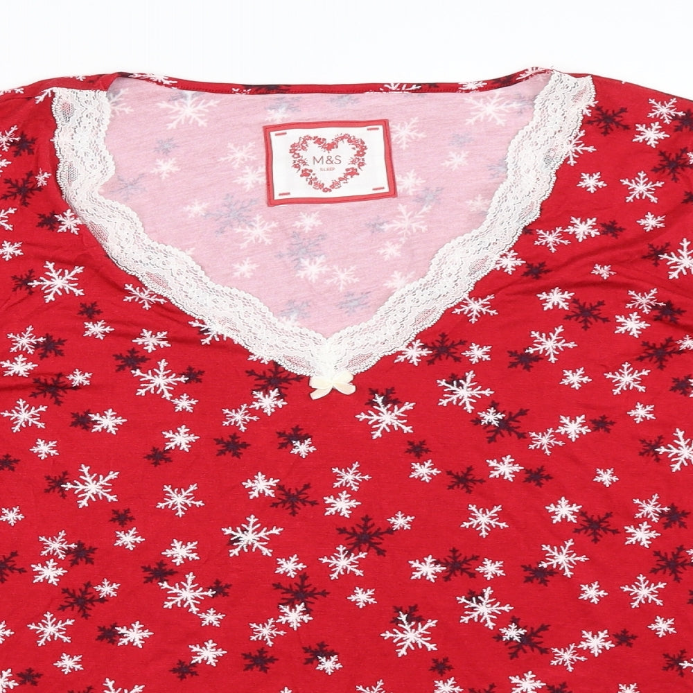 Marks and Spencer Womens Red Solid  Top Pyjama Top Size 18