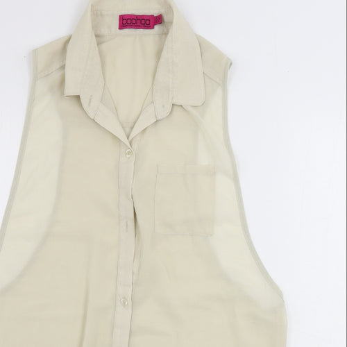 Boohoo  Womens Beige   Basic Button-Up Size 12