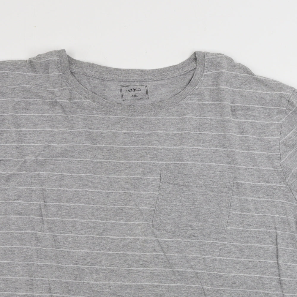 pep&co  Mens Grey Striped   T-Shirt Size 2XL