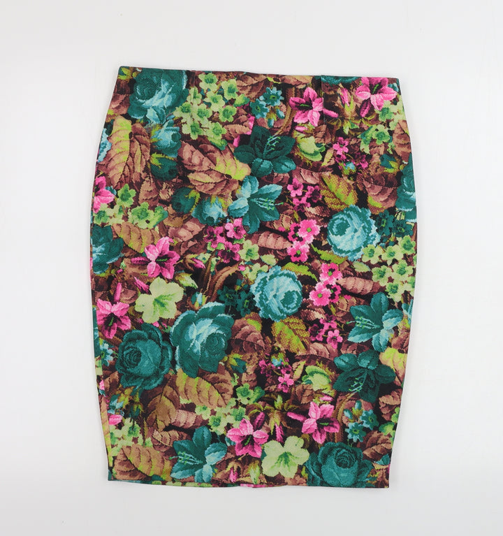 dan ling  Womens Green Floral  Bandage Skirt Size 32 in