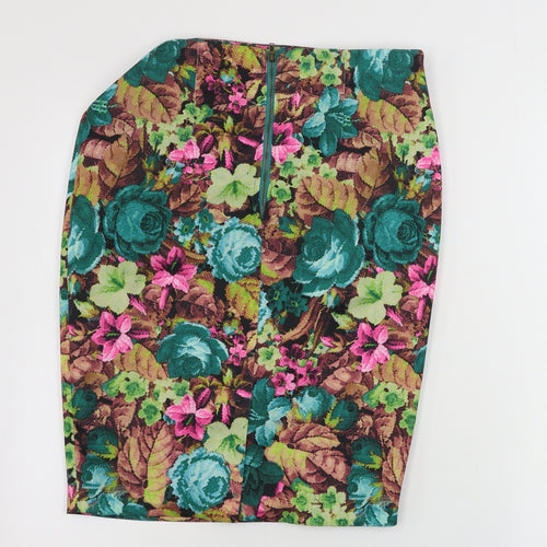dan ling  Womens Green Floral  Bandage Skirt Size 32 in