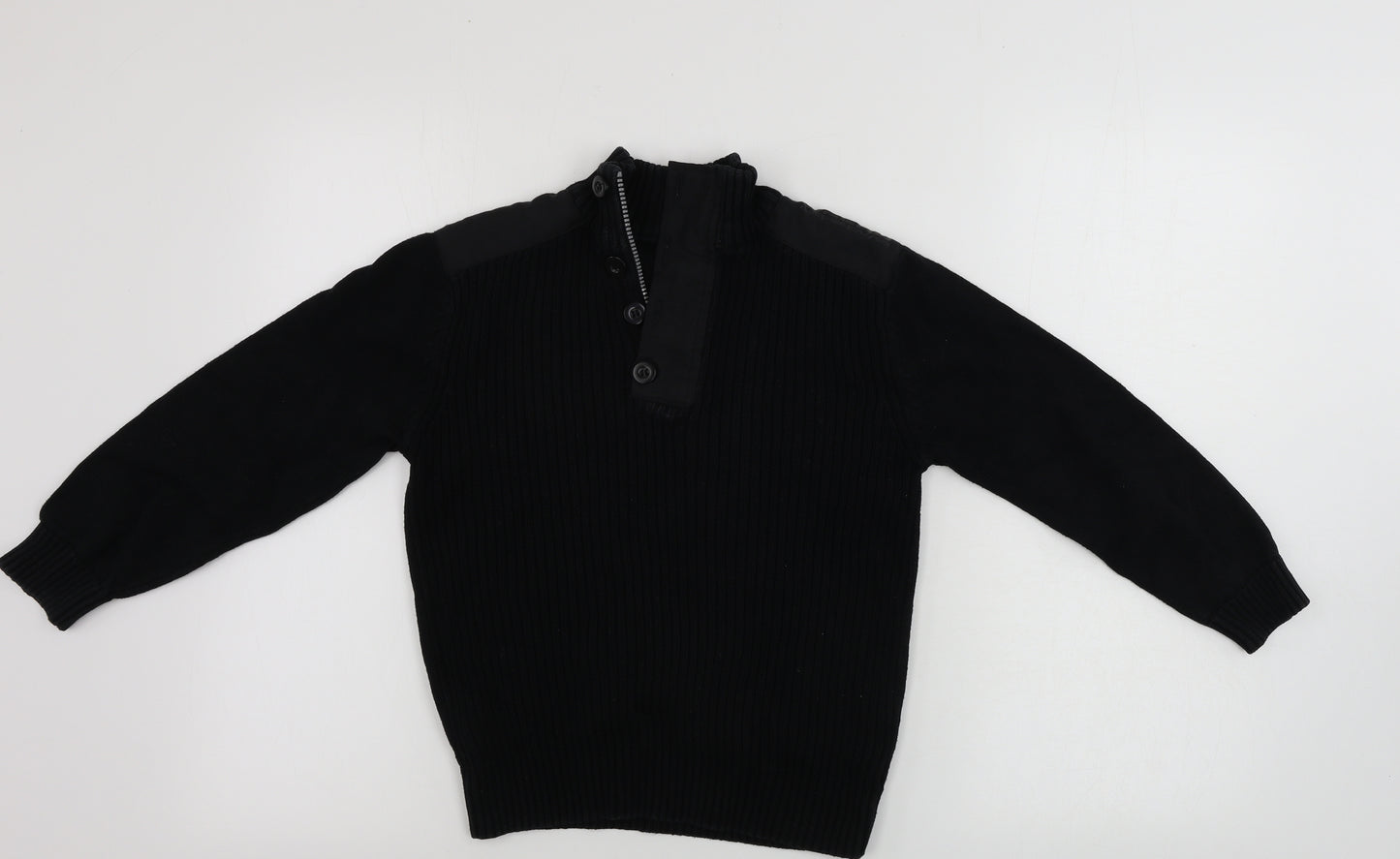 Matalan  Boys Black   Henley Jumper Size 8-9 Years
