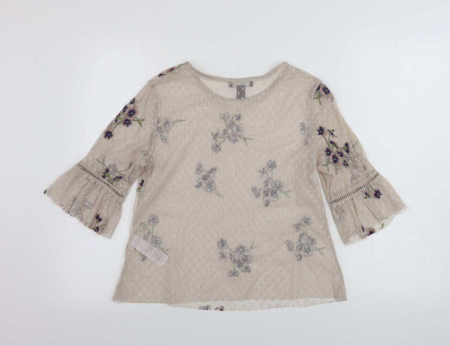 New Look  Womens Beige Floral  Basic T-Shirt Size 8