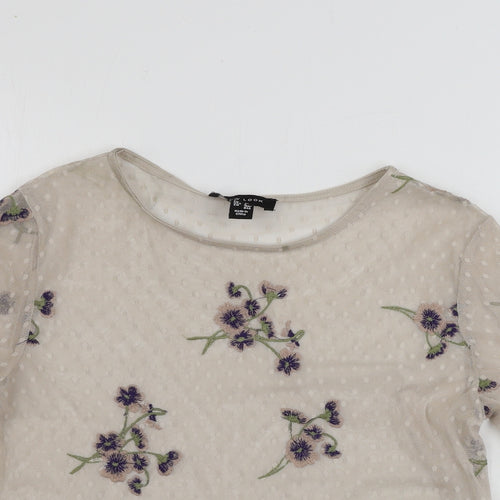 New Look  Womens Beige Floral  Basic T-Shirt Size 8