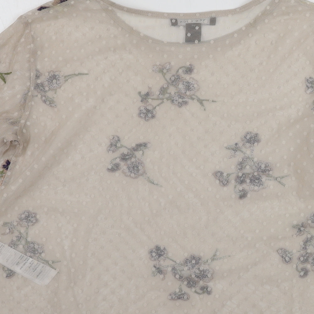 New Look  Womens Beige Floral  Basic T-Shirt Size 8