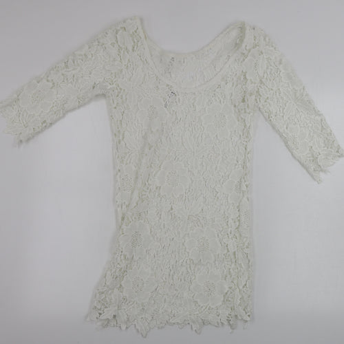 manga Womens White Floral  Jumper Dress  Size S