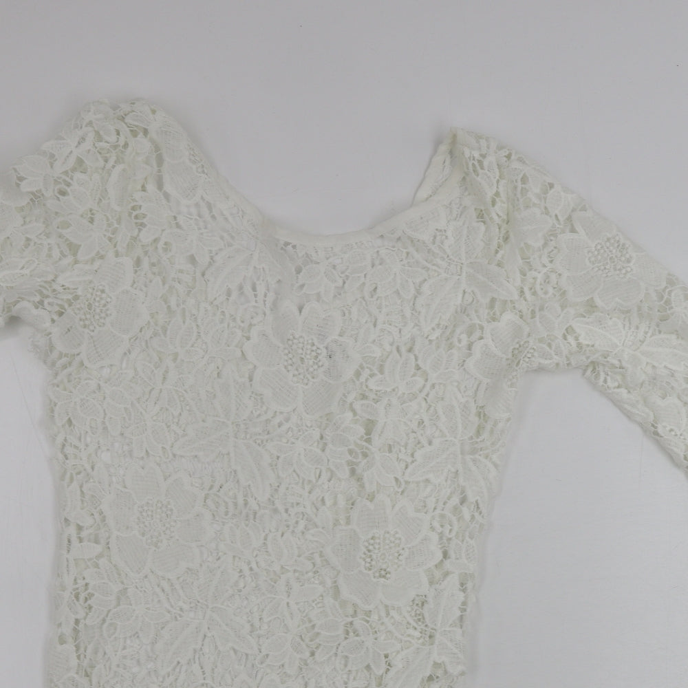 manga Womens White Floral  Jumper Dress  Size S