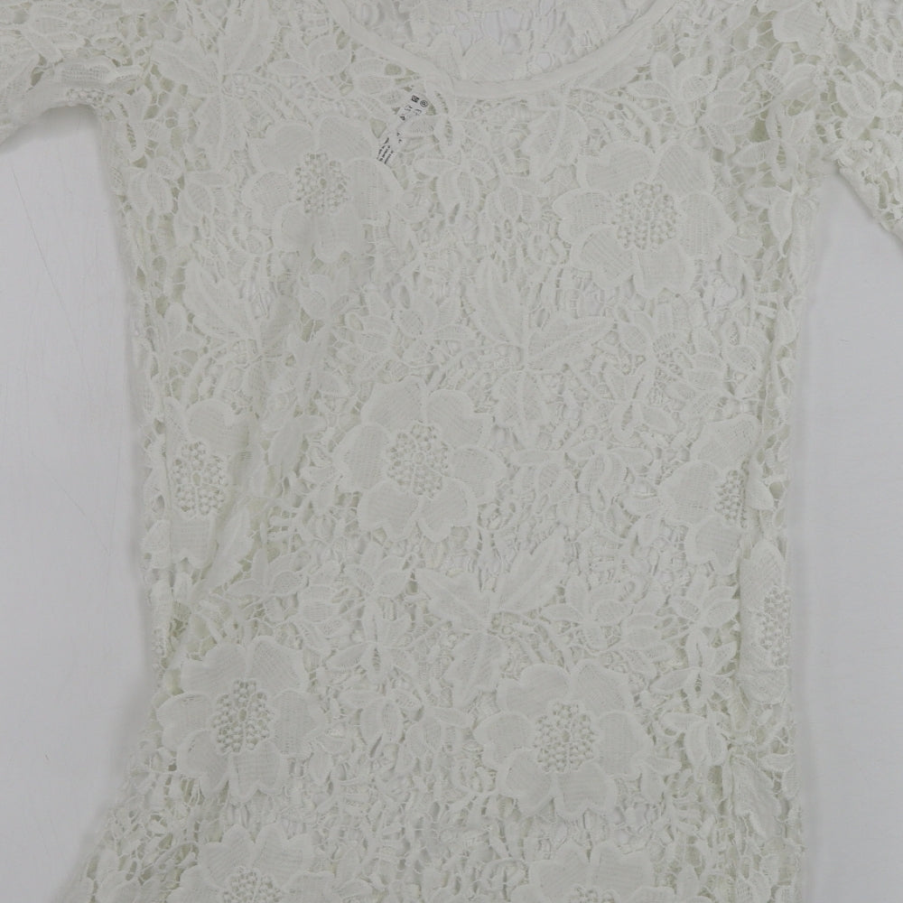 manga Womens White Floral  Jumper Dress  Size S
