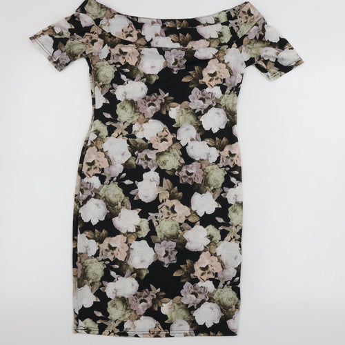 New Look  Womens Black Floral  Bodycon  Size 8