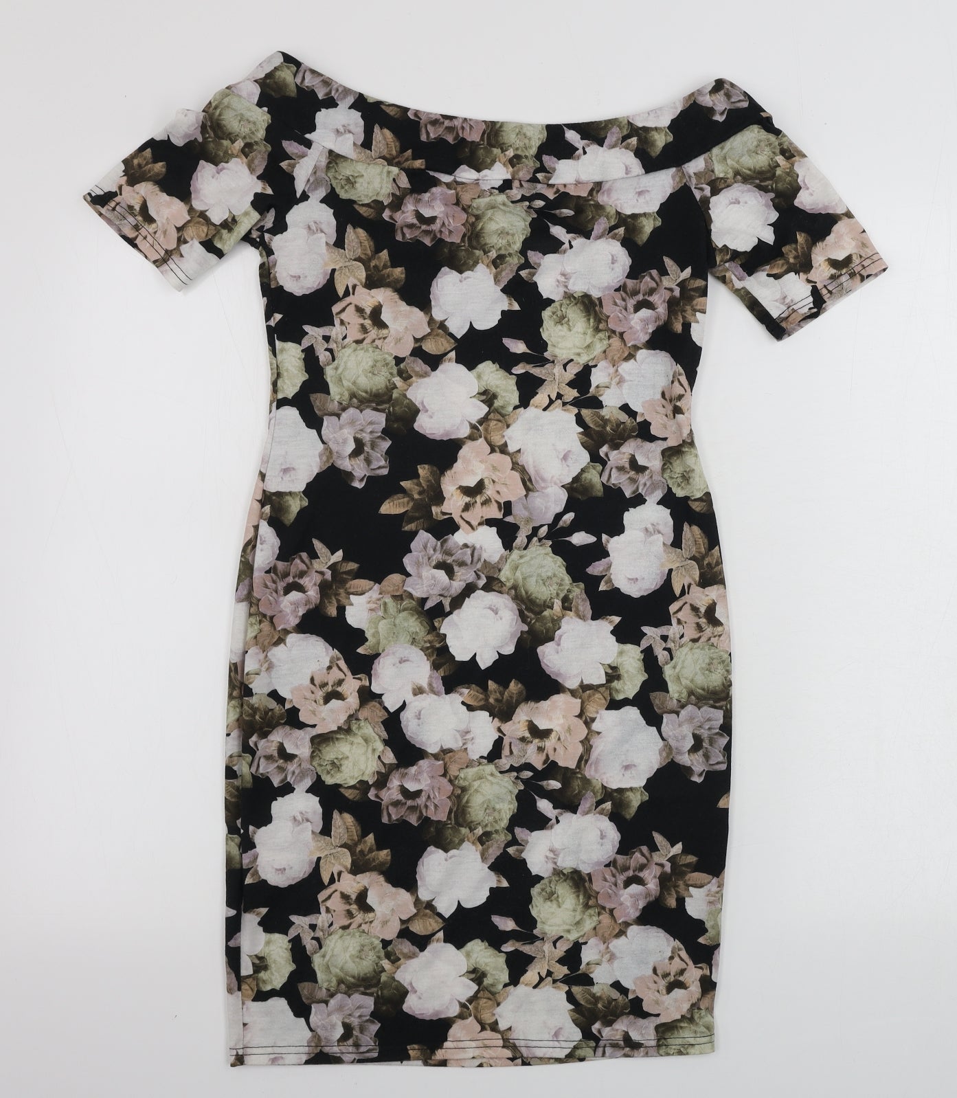 New Look  Womens Black Floral  Bodycon  Size 8