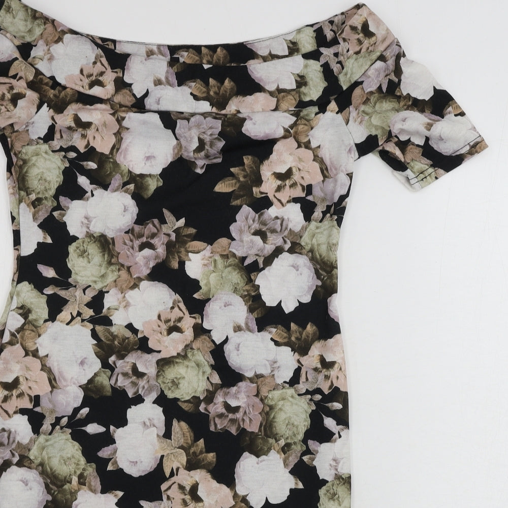 New Look  Womens Black Floral  Bodycon  Size 8