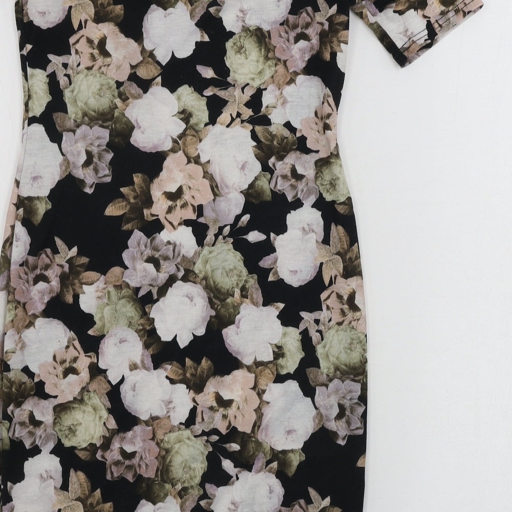 New Look  Womens Black Floral  Bodycon  Size 8