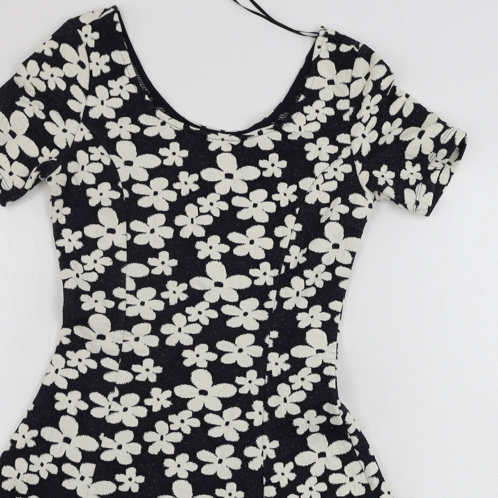 H&M  Womens Blue Floral  A-Line  Size 10