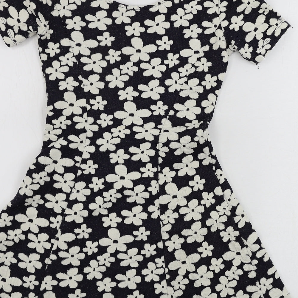 H&M  Womens Blue Floral  A-Line  Size 10