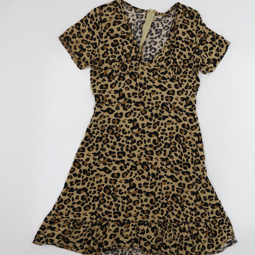 Preworn  Womens Brown Animal Print  Bodycon  Size M