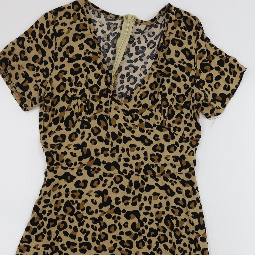 Preworn  Womens Brown Animal Print  Bodycon  Size M