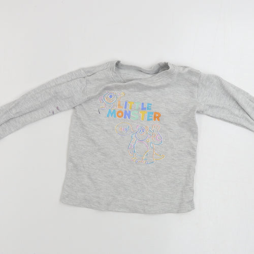 George  Boys Grey   Basic T-Shirt Size 2-3 Years  - dsiney