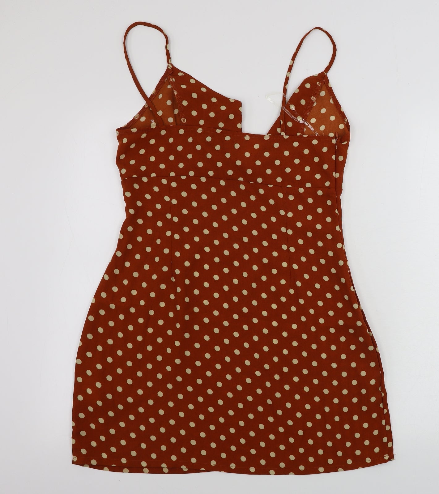 Boohoo  Womens Brown Polka Dot  Basic Blouse Size 12