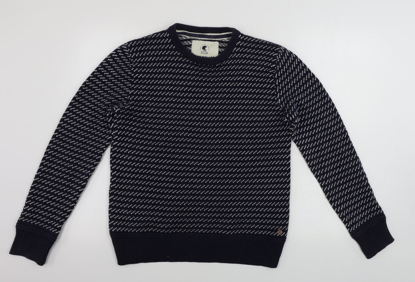SoulCal&Co  Mens Blue Geometric  Pullover Jumper Size M