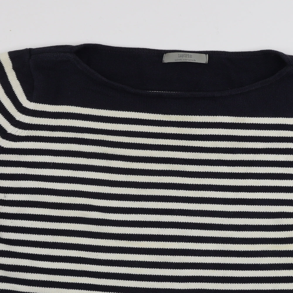 Marks and Spencer  Womens White Striped  Pullover Jumper Size 20