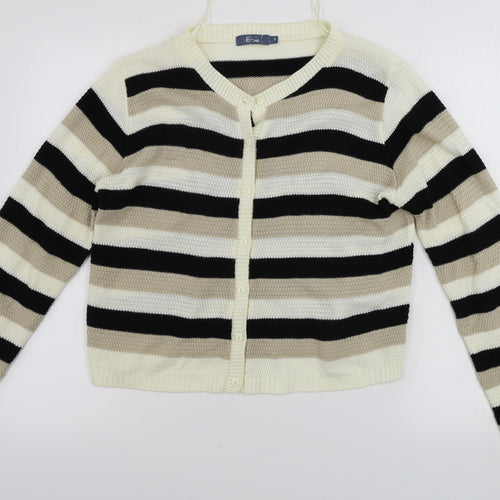 EVIE        Womens Beige Striped  Cardigan Jumper Size 12