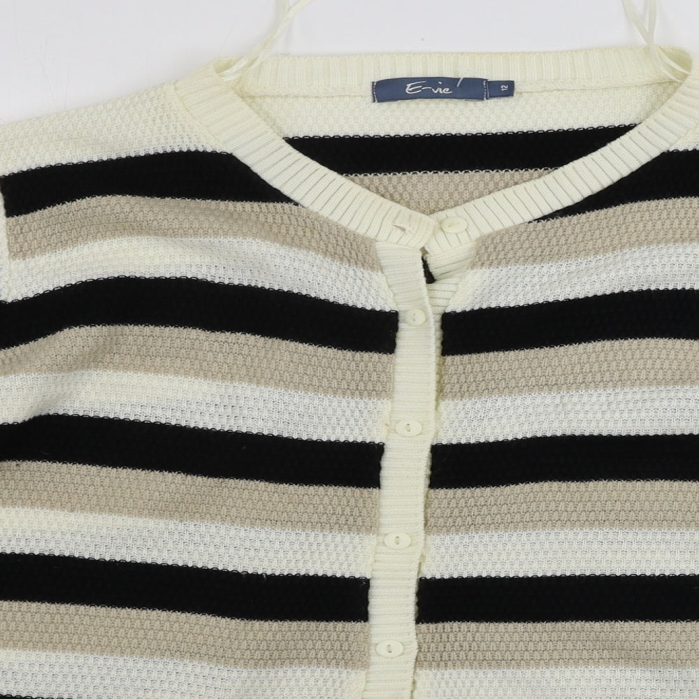 EVIE        Womens Beige Striped  Cardigan Jumper Size 12